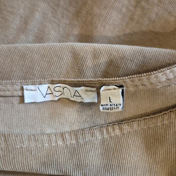 Vasna Corduroy Dress Womens Large Beige L/S Pockets Lagenlook Relax Prairie - Picture 3 of 8